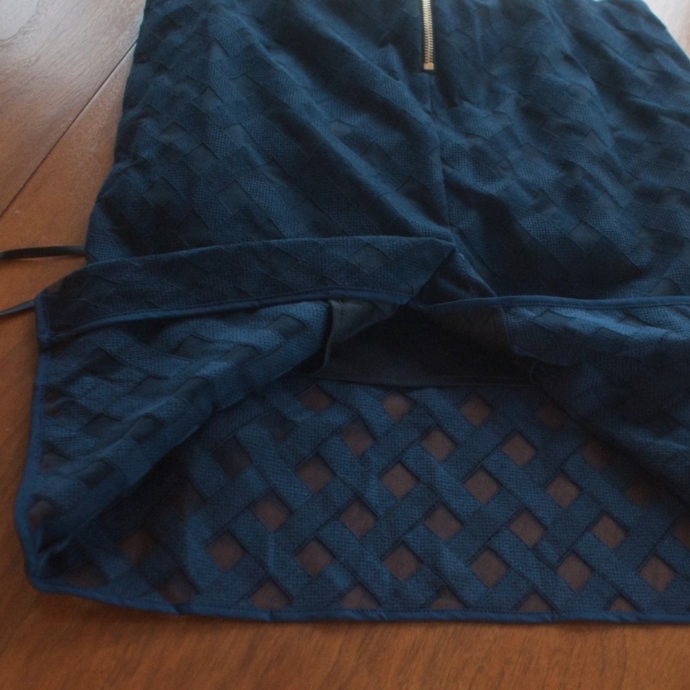 NWT Milly Size 8 Navy Blue Lattice Dress - Picture 7 of 8